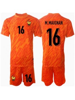 Frankreich Mike Maignan #16 Torwart Auswärts Trikotsatz für Kinder EM 2024 Kurzarm (+ Kurze Hosen)